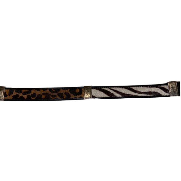 Brighton Vintage Calf Hair Zebra Cheetah Croc Embossed Belt Size 32 Large Q3903 - Picture 2 of 10